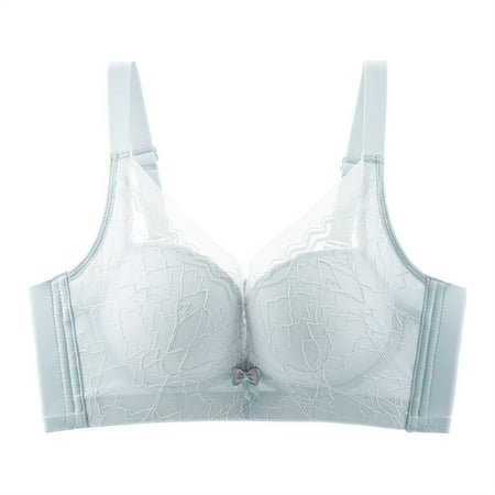 LLYWEY Bras No Underwire on Sale Wire-Free Push up Bras Women Ladies T-Shirt Bra Style-1114 Women s Plus Multiway Bra Feature Adult Female Lace Sports Bras Blue 34B