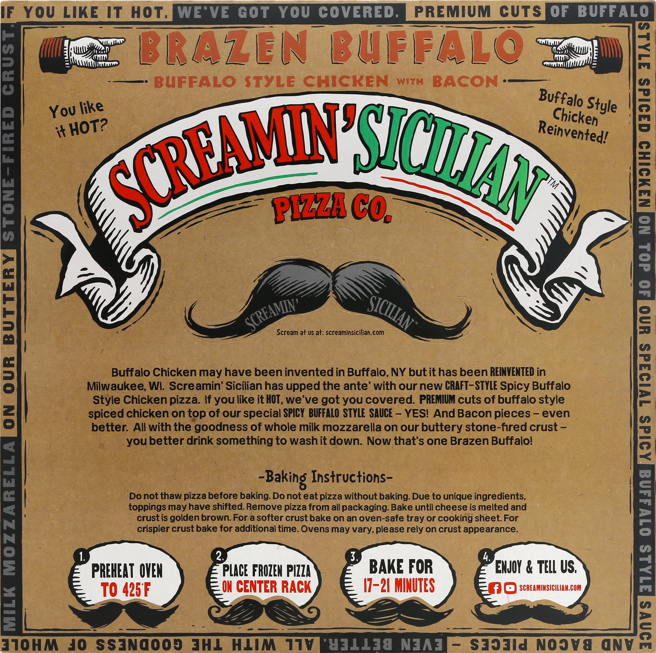 Screamin' Sicilian Co. Chicken Brazen Buffalo, Butter Crust Pizza, 20.6 (Frozen) - Walmart.com