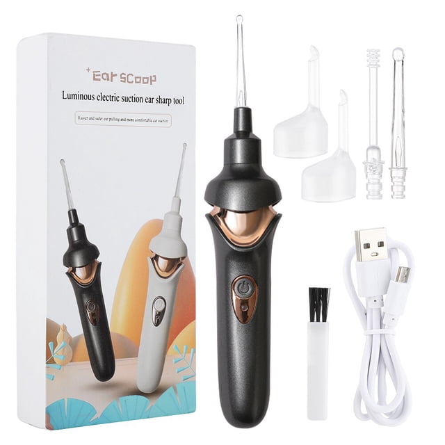 Limpiador de oídos eléctrico luminoso para niños y adultos, removedor de cera de oído, juego de selección de oreja recargable, luz LED, herramienta Visual