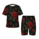 thumbnail image 1 of Fotbe Roses Pijama Estampada de 2 Piezas para Niños – Ropa de Dormir de Manga Corta Cómoda para Niños y Niñas, Camiseta y Shorts de Algodón-Large, 1 of 6