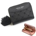 thumbnail image 1 of Monedero corto negro para mujer, cartera de cuero, tarjetero plegable, monederos pequeños, hebilla con cremallera, bolso de mano, 1 of 3