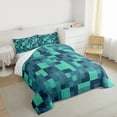 thumbnail image 3 of jejeloiu Cartoon Gamepad Gamer Queen Comforter Set,Pixel Miner Game Bedding Sets,Blue Plaid Grid Bedding Comforter Set For Teens,Breathable Home Decor Reversible,3pcs, 3 of 8