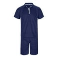 thumbnail image 3 of Yindaity Mens Short Sets 2 Piece Outfits Polo Shirt Fashion Summer Tracksuits Casual Set Short Sleeve and Shorts Set for Men Navy,L, 3 of 5
