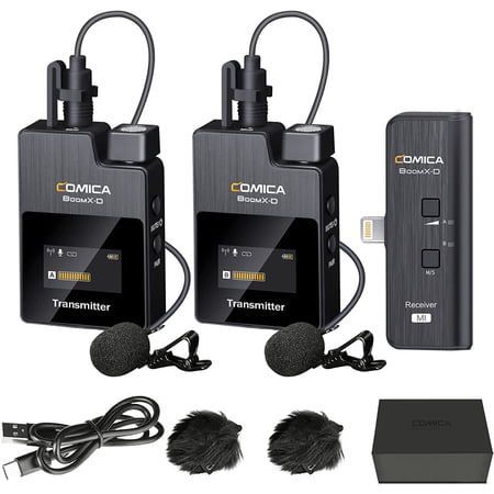 comica Wireless Microphone for iPhone, BoomX-D MI2 2.4G Dual Wireless Lavalier Microphone for iPhone Video Recording, Lapel Mic for iOS Vlogging YouTube Facebook Tiktok Livestream Interview