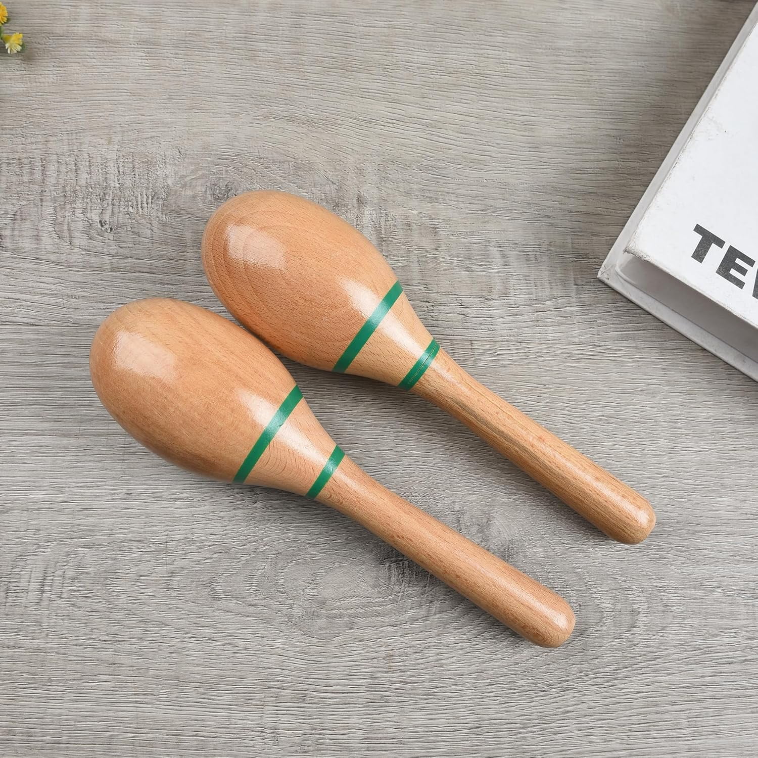 ABPETE Professional Wooden Rumba Shakers Hand,Percussion Rattles Latin Musical Instrument with Clear Salsa Rhythm for Adults Kids Party Game Playing, Set of 2