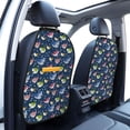 thumbnail image 3 of Naloa Colorful Cartoon Shark 2Pcs Anti-Kick Back Seat Cover Kick Mat, Car Seat Protector with 3 Storage Pockets, 3 of 8