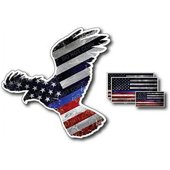 4pk Thin Blue Line American Flag Bald Eagle USA Decal Sticker Truck Window Car