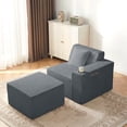 thumbnail image 3 of Modern Right Chaise Lounge Chair, Gray Boneless Corduroy Couch with Right Ottoman for Small Spaces, Compact Apartments, or Living Rooms, No Assembly Required, 3 of 10