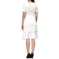 thumbnail image 3 of INSPIRE CHIC Women's Bodycon Mermaid Dress Tweed Short Sleeve Panel Trim Cocktail Fishtail Dresses S White, 3 of 5