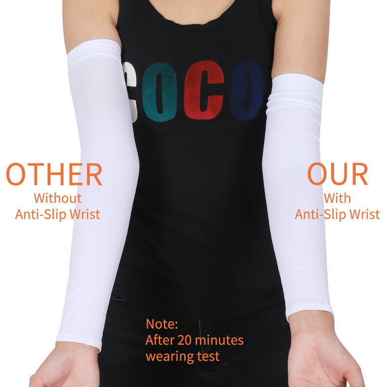 Arm Sleeves for Men and Women, Sleeves to Cover Arms for Men and Women  4-Pairs-White-4 Pairs