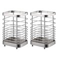 thumbnail image 1 of Soporte para utensilios de cocina a prueba de óxido, escurridor de cubiertos con base de madera de acero inoxidable, escurridor redondo grande para almacenamiento inteligente, organizador de, 1 of 6