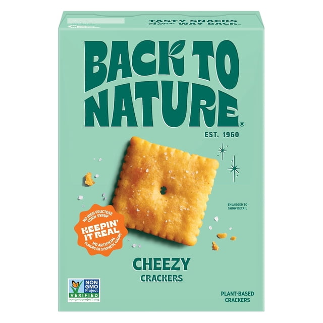 Cheese Flavored Crackers - Non-GMO, Made with Wheat Flour, Vegan, Delicious Snacks, Cheezy Square, 5 Ounce