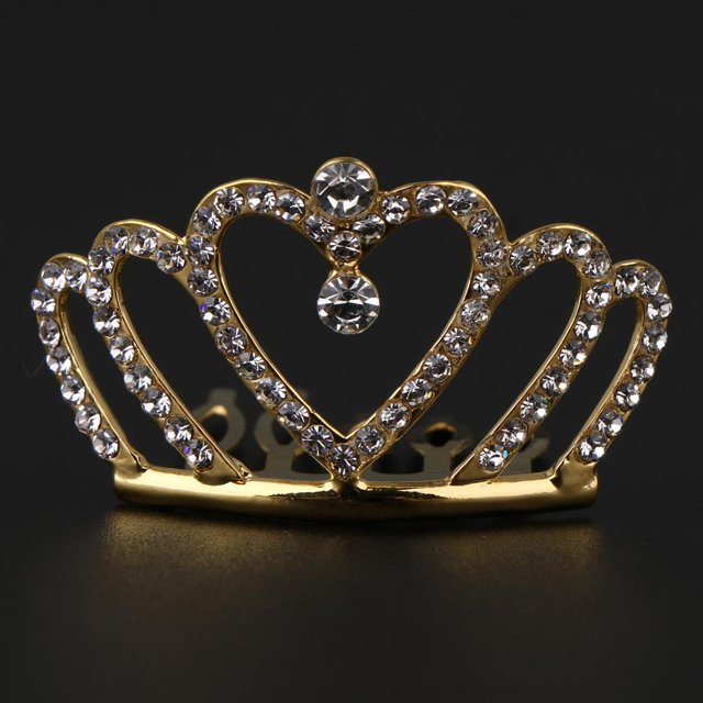 tiara de de imitación para niña, boda, cumpleaños de princesa, accesorios Oro Colcomx Mini tiara de princesa de cristal