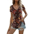 thumbnail image 1 of FASHIONWT Women Chic Floral Crewneck Summer Short Sleeve T-Shirts, 1 of 4