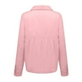 thumbnail image 4 of Womens Tops, Loose Blouses Casual Solid Lapel V Neck Long Sleeve Button Down Linen Shirt Lightweight Tops 100 Days Of School Shirt Teal Tops For Women Athletic Tops Tunic (4XL, Pink) ZMTing, 4 of 5
