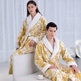 thumbnail image 5 of SNOWSONG Women's Sherpa Fleece Chenille Robes Long Warm Plush Luxury Bathrobe Fuzzy Thicken Housecoat Jacquard Pattern 1PC Robe Yellow XL, 5 of 7