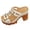 White, variant on Platform Heels for Women Open Toe Lug Sole Slip on Sandals Cutout Leather Metal Decor Backless Pumps Dress Shoes White Size 7