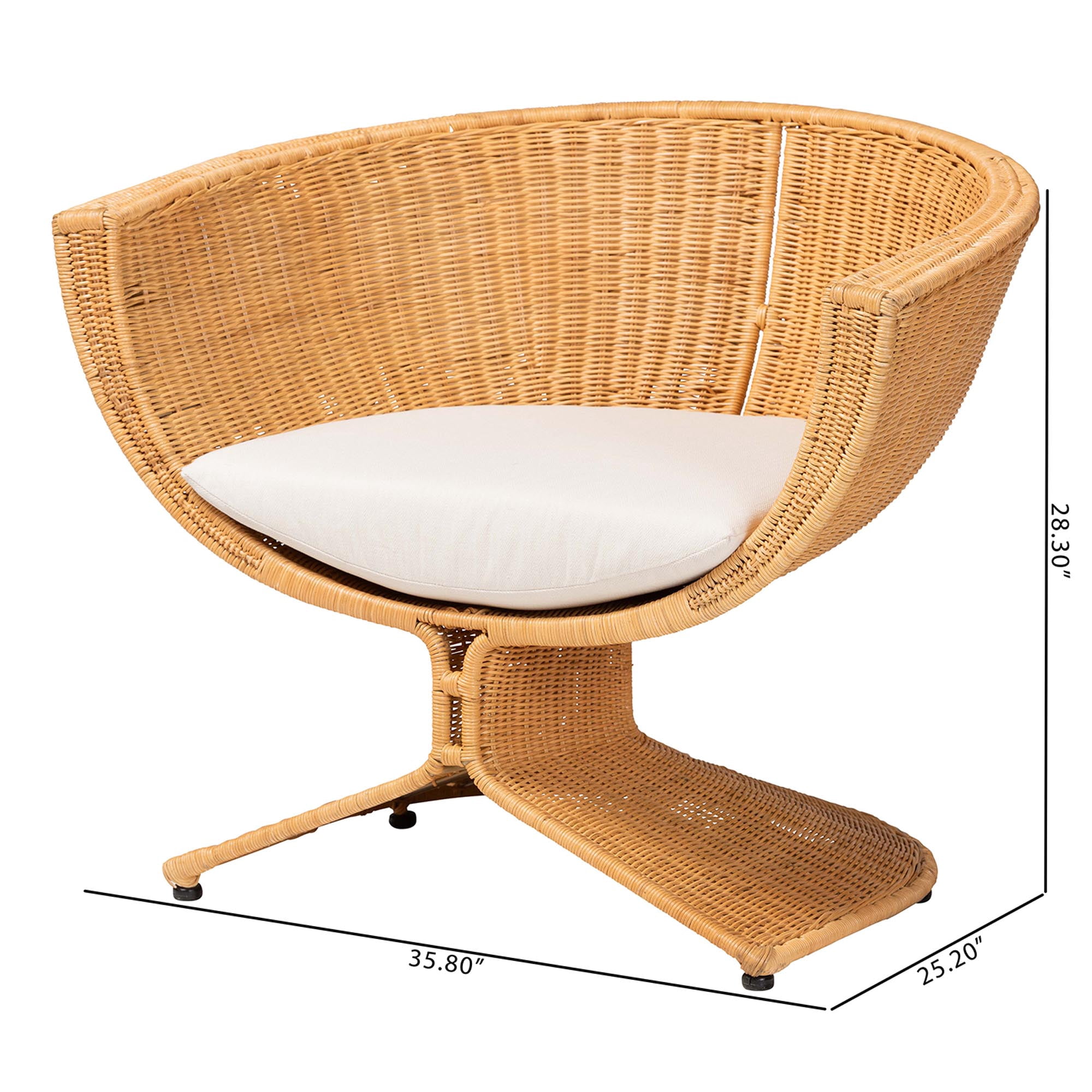 bali & pari Tulip Boho Lounge Chair, Light Honey