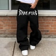 thumbnail image 1 of Men's Casual Pants with Gothic Print Drawstring Design for Everyday Wear Streetstyle Trousers with Comfortable Fit and Dark, 1 of 3