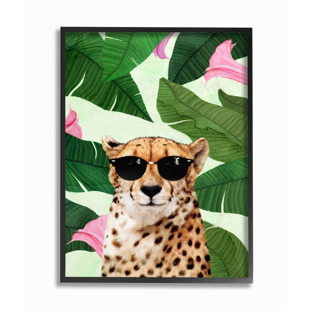 Stupell Industries Fashion Cheetah Funny Flower Tropical Painting Framed Wall Art by Ziwei Li