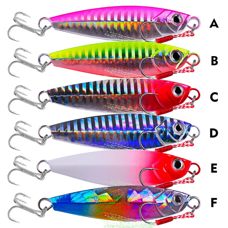 2PC Fishing Jig Bait 7g/10g/15g/20g/30g Metal Laser Jig Casting Spoon Fishing Lure