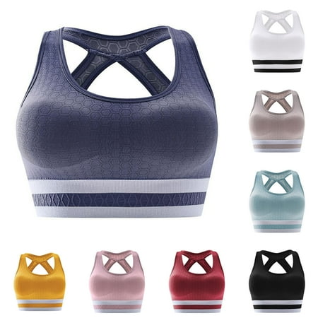 Darzheoy Bras for Women No Underwire Women s Sports Bra Tank Top Seamless Back Gathering No Steel Ring Shockproof Running Fitness Yoga Bra Free Size(36)