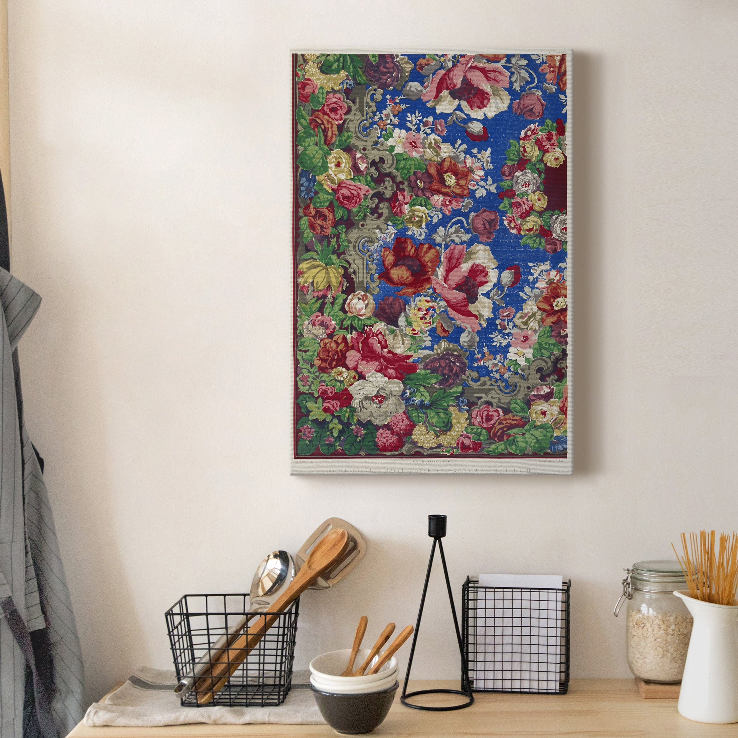 Block Printed Table Cover Premium Gallery Wrapped Canvas - Ready to Hang - 18 x 27