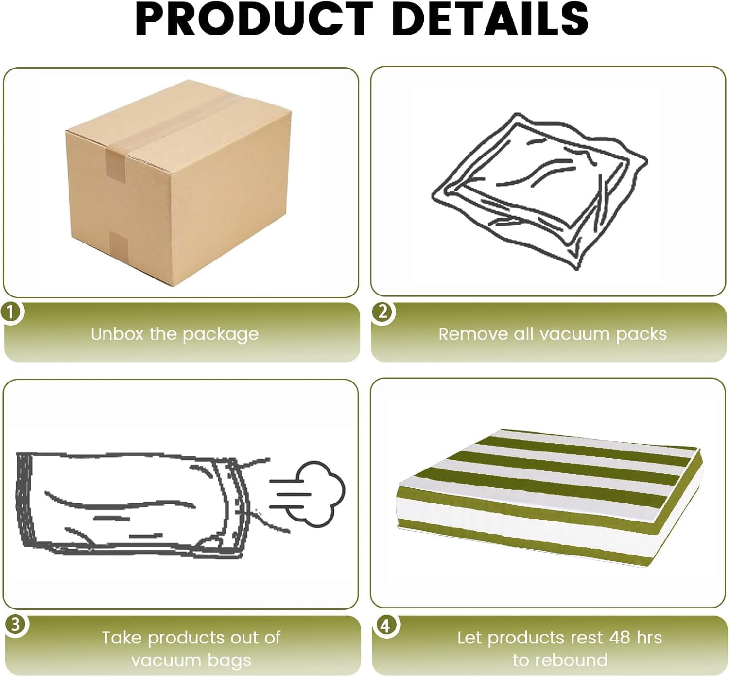 Outdoor Loveseat Cushion Set, 48 x 24 inch, Water Repellent Patio Furniture Cushions Replacement with Removable Cover( Grass Green)