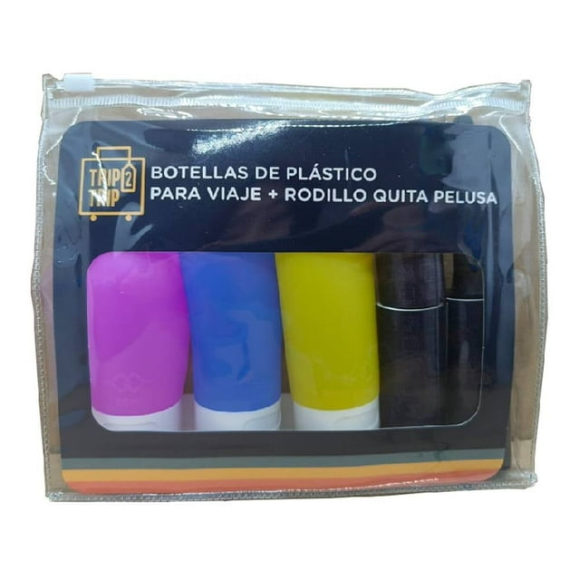 Botellas de plástico Trip 2 Trip para viaje + rodillo quita pelusa