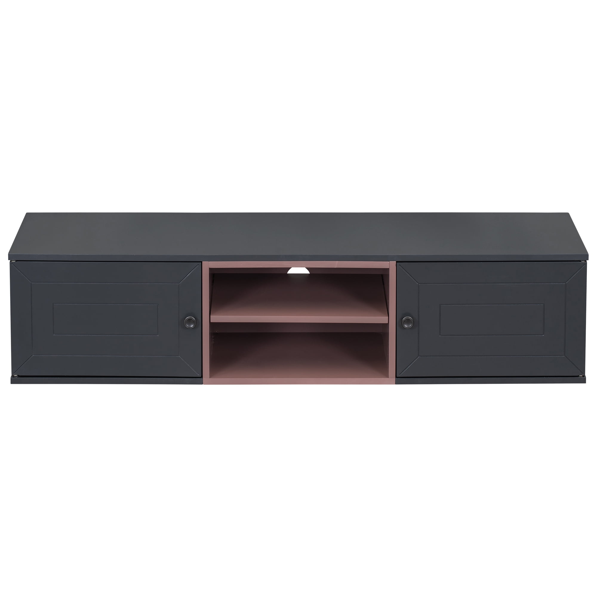 Aukfa Floating TV Stand for TVs up to 60" - Wall Mounted TV Shelf with Cabinets - Black
