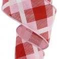 thumbnail image 2 of Plaid Canvas Wired Edge Ribbon, 10 Yards Light Pink, Red, White, 2.5", 2 of 2