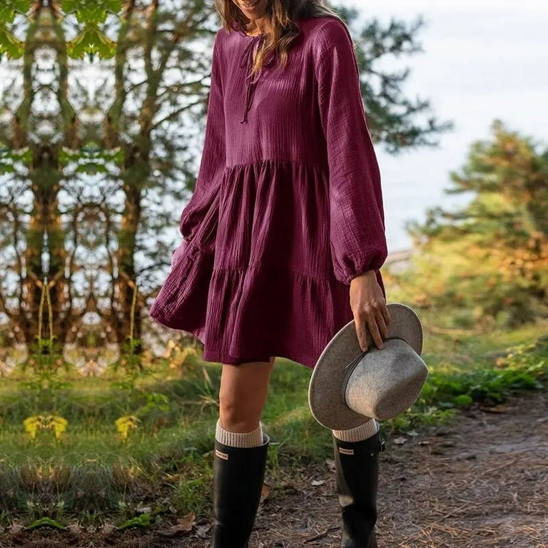 Long sleeve gauze dress hotsell
