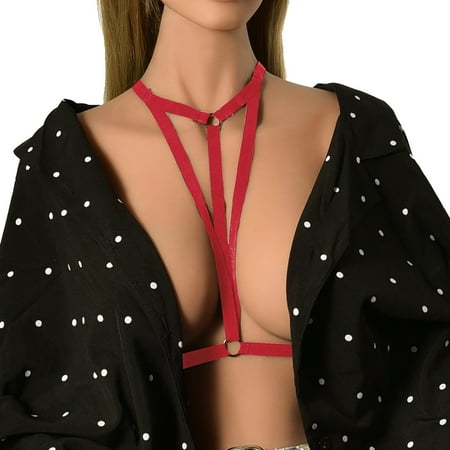 

ZMHEGW Women Underwear Sexy Able Elastic Harness Body Chain Black Bra Strap