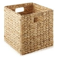 thumbnail image 3 of Casafield 10.5" x 10.5" Water Hyacinth Storage Baskets, Natural - Set of 2 Collapsible Cube Organizers, Woven Bins for Bathroom, Bedroom, Laundry, Pantry, Shelves, 3 of 7