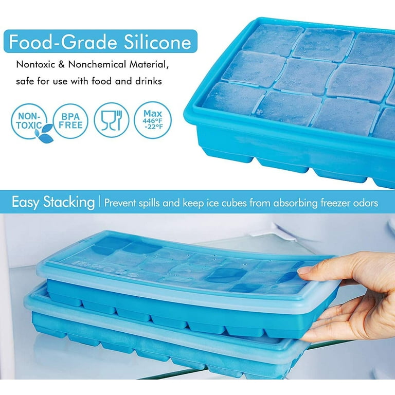 Ice Cube Tray, 3 Pack Silicone Ice Tray Easy-Release Flexible 15 Ice Cube  Molds, Stackable Ice Trays for Freezer, Ice Cube Size 1.2 IN for Cocktail