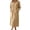 Khaki, variant on Qingpeng Womens Zip Up Long Robe Mock Neck Full Zip Sleepwear with Front Pockets Solid Color Warm Winter Lounge Gown