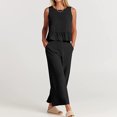 thumbnail image 1 of Chaleco Top sin mangas para mujer + Pantalones Casual con volantes 2 piezas Conjuntos de pantalones de pierna ancha (Negro M) Cgtredaw Negro T M para Mujer, 1 of 6