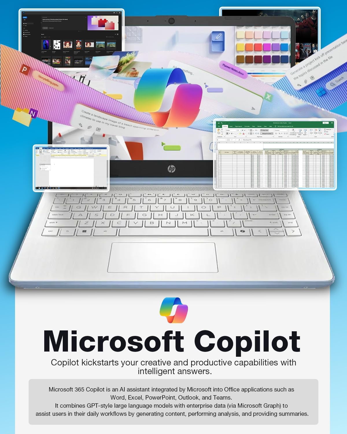 HP 14" Laptop Student Business Computer, Intel N150 Processor, 1-Year Microsoft 365, 16GB RAM, 128GB UFS, 256GB Micro SD Card, Copilot AI, Windows 11 Pro