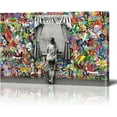 thumbnail image 1 of Banksy Canvas Wall Art Woman Window Edge Street Graffiti Large Canvas Prints for Living Room Bedroom Home Decorations Modern Stretched Framed Artwork 16x12 inch / 40x30 cm, 1 of 6