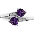 thumbnail image 5 of Sterling Silver Rhodium Amethyst & Diamond Heart Ring (Size 7) Made In India qdx425-7, 5 of 5
