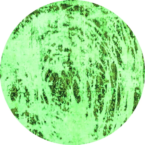 Ahgly Company Indoor Round Abstract Green Modern Area Rugs, 6' Round