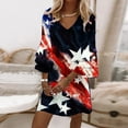 thumbnail image 2 of IROINNID 2024 Womens Hide Belly Work Casual V-Neck Print 3/4 Sleeve Dress, 2 of 5