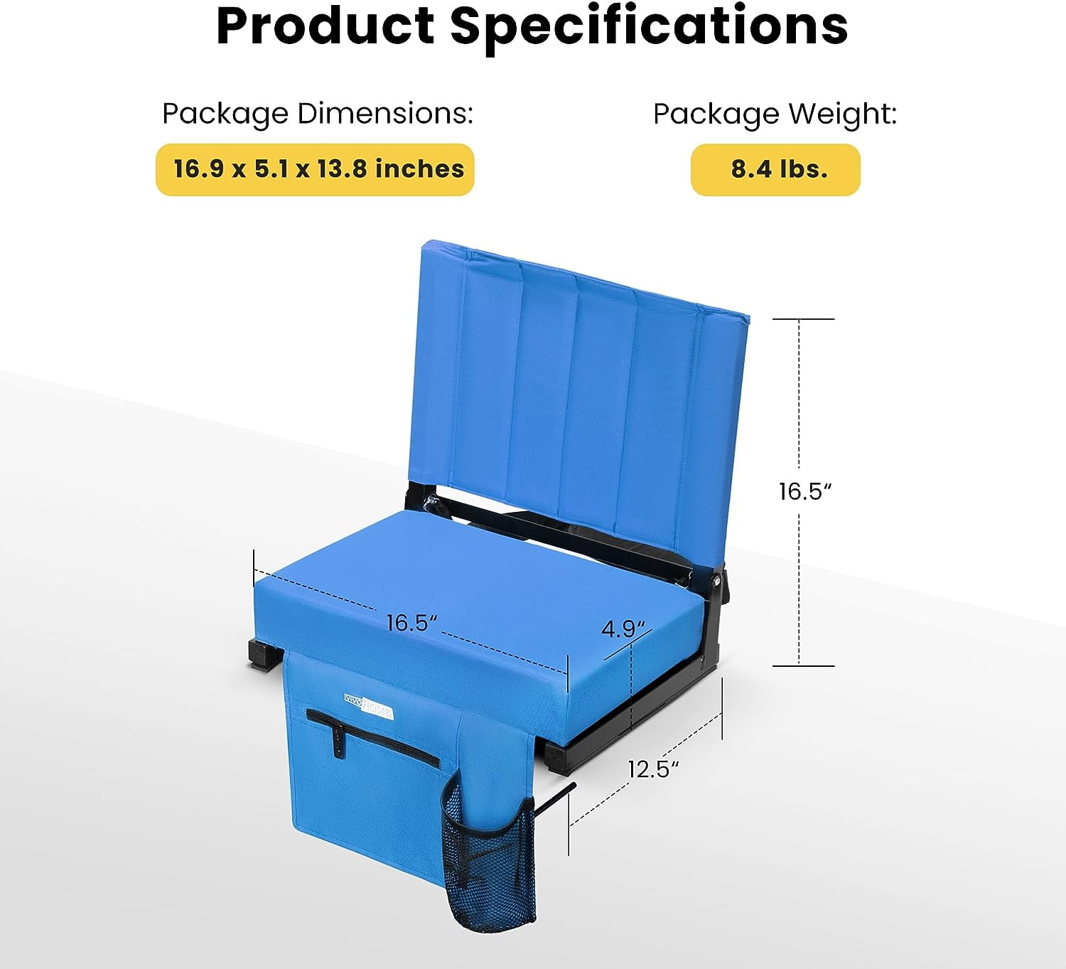 Portable Stadium Seat for Bleachers with Back Support, Folding Bleacher Chair with Cup Holder and Shoulder Strap