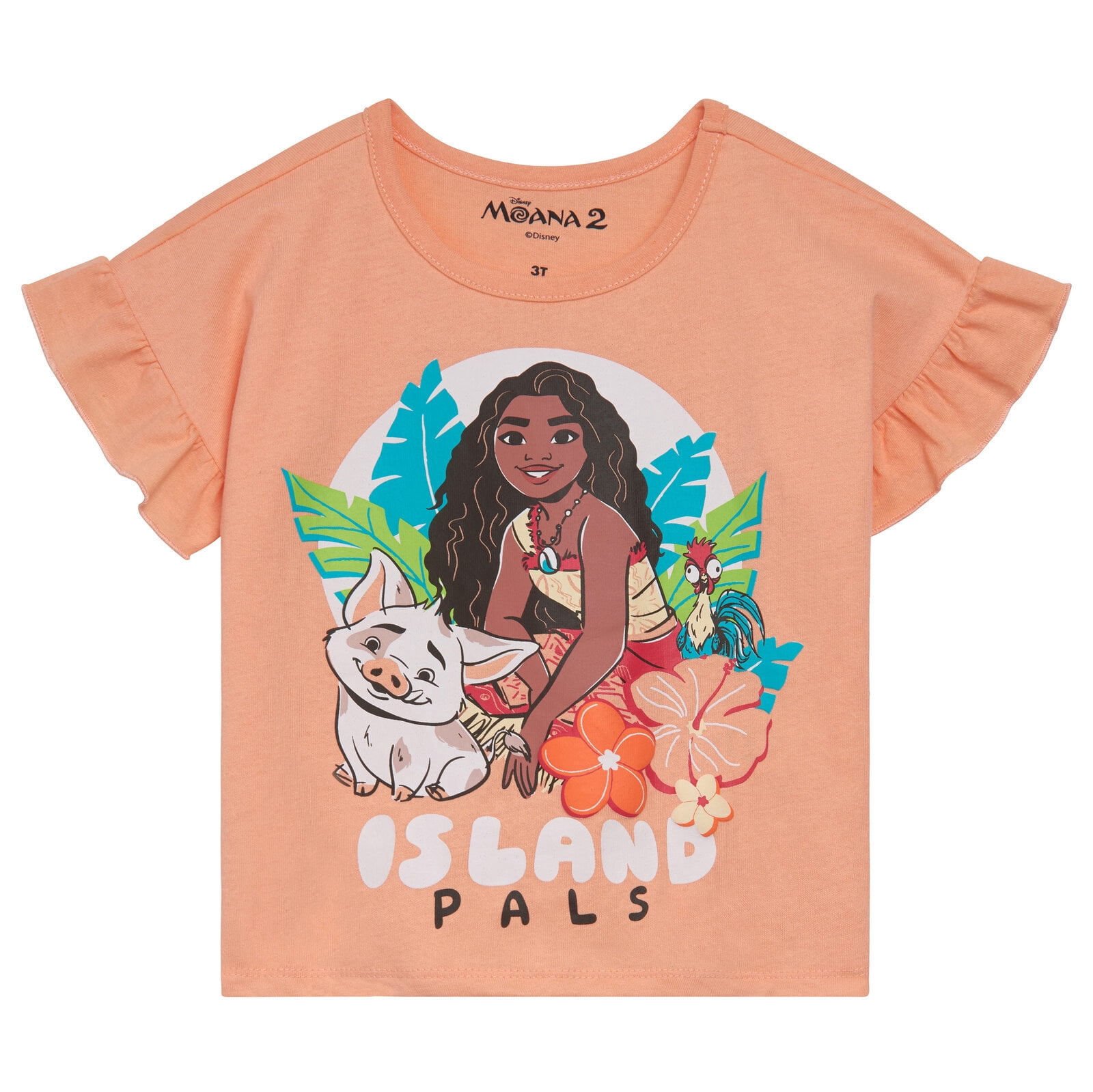 Disney Moana Toddler Girls' 2-Piece Tee and Leggings Set Moana Pua Peach Ivory