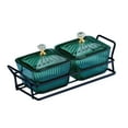 thumbnail image 3 of GUOOL Divided Serving Platter Snacks Platter with Lids Snack Plates Tray Serving Bowls 2 Bowls Green, 3 of 9