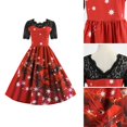 thumbnail image 3 of Vestido De Navidad De Manga Corta Con Estampado Vintage Vestidos De Encaje Para Mujer (Rojo Xl) Tmvgtek Mujer, 3 of 9