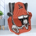 thumbnail image 4 of Vintage Soft Flannel Fleece Blanket, Retro Scooter Sign for Bike Bicycle Rent Classic Grunge Illustration Artwork, Cozy Plush for Indoor and Outdoor Use, 60" x 80", Red Black White, by Ambesonne, 4 of 5