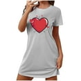 thumbnail image 1 of Tnhcen Robe de Nuit à Manches Courtes pour Femmes Grande Taille Col Rond Imprimé devant Robe Courte Polyester Spandex Doux P-2TG pour Maison/détente Confortable, 1 of 5