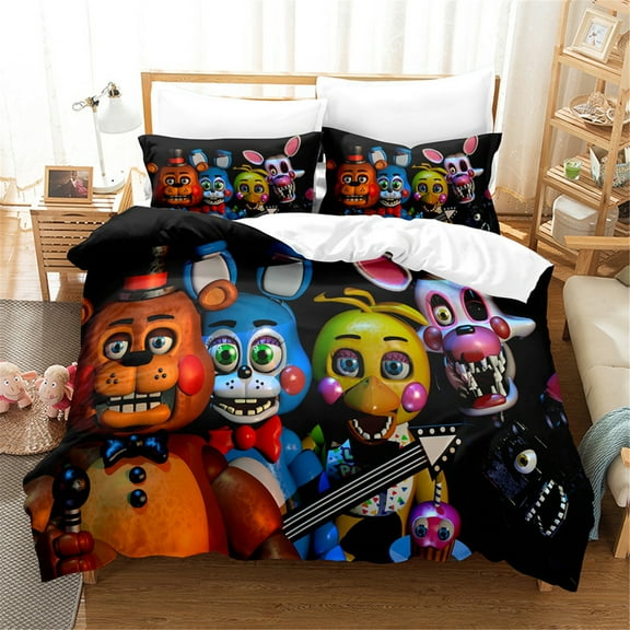 Five Nights at Freddy's Bedding Sets 3D Cartoon Lightweight Duvet Cover Set Twin Soft Breathable Quilt Cover with Pillowshams