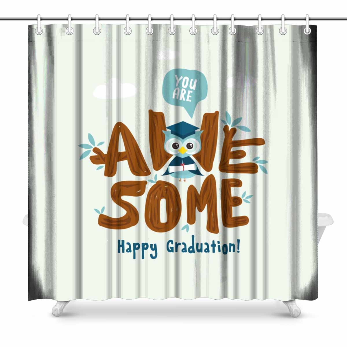 Pop Owl Graduation Bathroom Decor Shower Curtain Set 66x72 Inch Walmart Canada